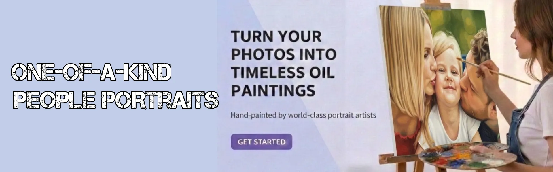 Hand‑painted people portrait turning a personal photo into a timeless oil painting.